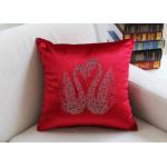 Swan Pattern Cushion Cover Luxury European Diamond Technology Car Seat Chair Pillow Cover Velvet Square Pillowcase for sale