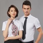 Spring Fashion Button Down Custom Business Shirts White Short Sleeve 100% Cotton for sale