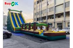 China Large Multi Channel  PVC Inflatable Bouncer Slide With Pool supplier