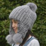 Fashion Gorgeous Winter Shearling Trapper Hat Knitted With Ear Flaps for sale