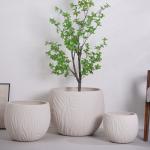 China neutral beige round fiber clay planter factory