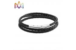 China OEM Multi Layer Braided Leather Bracelet With Magnetic Clasp supplier