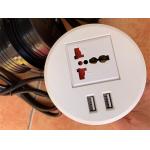 White color smart round universal power mobile USB charger tabletop power outlet / Desktop socket for sale