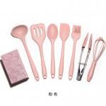 8pcs Mini Kid Silicone Cooking Kitchen Utensils Set Dishwasher Safe Spatula Set with Spatula Spoon Tong Brush Whisk Tong for sale