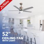 Satin Nickel Modern LED Ceiling Fan With 5 MDF Blade DC Motor Home Decorative for sale