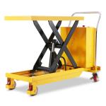 Yellow Hydraulic Lifter Trolley 500kg 0.9m Semi Electric Scissor Lift Trolley for sale