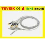 Reusable Medical Neurofeedback TPU Gold Pated Copper DIN 1.5mm Ear-Clip EEG Electrode Cable for sale