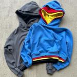 Custom Men's Hooded Sweatshirt Tripple Multi-Color Block Three Layers Pullover Hoodie for sale