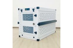 China Portable White Aluminum Collapsible Single Dog Crate Box Folding Pet Carrier supplier