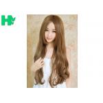 HuanFei Hair Synthetic Brown Wigs For Beautiful Women Long Wavy for sale