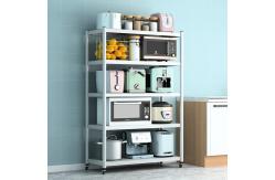 China Removable Round Tube Kd Steel Storage Rack Shelf With 4 Casters supplier