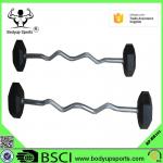 China Commercial Fixed Rubber Barbell , Gym Barbell Set For Bodybuilding Fitness for sale