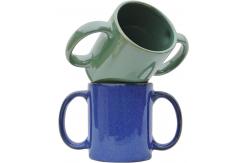 China 16 Ounce Set Of 2 Double Handle Ceramic Drinking Mug Dishwasher SAFE supplier