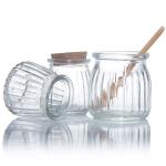 Wide Mouth Glass Pudding Jar Empty Clear Kitchen Yogurt Jam Honey Mousse Container for sale