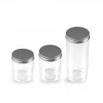 250g Screw Cap Plastic PET Plastic Jars Cookie Plastic Food Storage Jars With Metal Cap for sale
