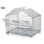 Transport Wire Mesh Pallet Cages , Welded Steel Mesh Storage Cages With Cover for sale