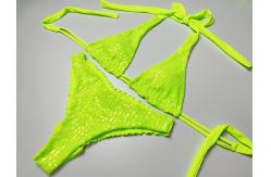 China Solid Bikini Swimming Suits Ruched Design For Youthful supplier