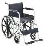Economic Friendly Essential Folding Steel Wheelchair With Solid Castor Solid Mag Rear Wheel for sale