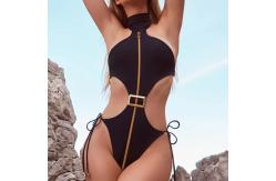 China Solid Pattern Nylon Ladies One Piece Swimsuit High Elasticity supplier