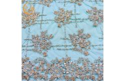 China Handmade Custom Beaded Embroidery Lace Fabric Symmetrical Design supplier