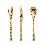 200mm Laser engraving technology Wooden Cutlery Set Cartoon Character Biodegradable 	birthday parties for sale