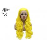 Bright Yellow Color Synthetic Wavy Lace Front Wigs For Rupuals Drag Race for sale