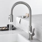 Retractable Touch Free Kitchen Sink Faucet / Flexible Pull Out Gooseneck Sink Mixer for sale