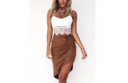 China Two piece of dress lace top and suede imitate skirt women summer sets supplier