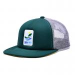 Custom 5 Panel Flat Brim Mesh Trucker Hat, Embroidered Woven Label Logo Foam Trucker Caps for sale