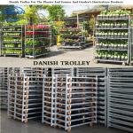 Danish Flower Trolley Galvanized Cc Container Plywood Flower Cart for sale