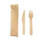 2 In 1 Birch Disposable Wooden Spoons Forks Knife Cutlery Kit 6.3inch for sale