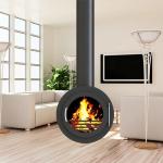 Customized Indoor Wood Burning Fireplace Suspended Hanging Fireplace Minimalistic for sale