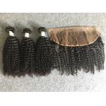 Peruvian Kinky Curly Human Hair Weave Unprocessed With 13x4 Lace Frontal for sale