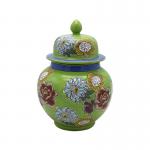 Ceramic Jars Green Floral Pet Urn OEM Wholesale for sale
