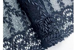China Navy Floral Embroidered Nylon Mesh Lace Trim With Guipure Ribbon Azo Free supplier