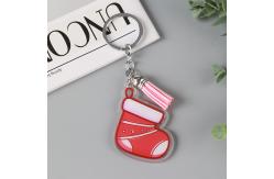 China Christmas Festival Snowman Keychain Transparent Acrylic Key Ring with Custom Pattern supplier