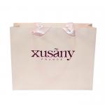 Promotional Custom Printed Luxury Paper Euro Tote Bags With Purple Foil Logo for sale