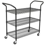 Custom Size Wire Utility Cart With Wheels / 3 Shelf Metal Utility Cart for sale