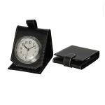 Folding Black Leather Alarm Clock Portable Artware for sale