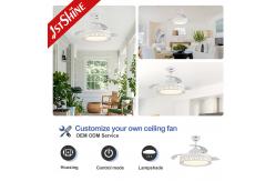 China Invisible Retractable Blade Ceiling Fan Low Watt DC 220V Remote Control Modern Design supplier