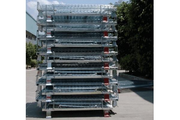 Zinc Finish Rigid Rolling Wire Mesh Cages With Foot Brakes / Castors