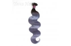 China Two Tone Unprocessed Brazilian Virgin Remy Hair , Grey Curly Human Hair Extensions supplier