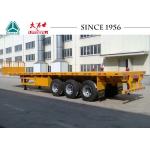 40 Tons 3 Axle Semi Flatbed Trailer , Flat Deck Trailer With Front Wall for sale