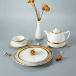Porcelain Gold Party Wedding  8.25 Ceramic Dinnerware Set for sale