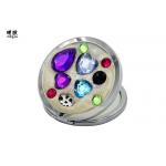 Small Iron Compact Magnifying Mirror , Colorful Shiny Crystal Jewelled Compact Mirror for sale
