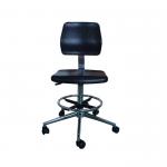 Static Dissipative ESD Safe Chairs PU Work Stool Foot Ring And Arm Rest Black Color for sale