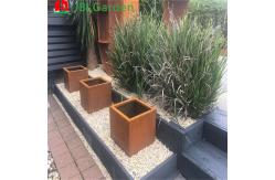 China Customized Garden Rectangular Metal Flower Pot Corten Steel Planter Pots supplier