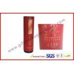 Embossed / Hot-Stamping Cylindrical Wine Packaging Boxes , Custom Printed Wine Boxes with Matel Cap for sale
