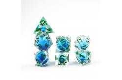 China Transparent blue liquid natural resin desktop game dice set dnd dice supplier
