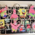 Transparent Acrylic Keychain With Metal Ring Durable Cartoon SpongeBob SquarePants Printed Ideal Gift Acrylic Keychain for sale